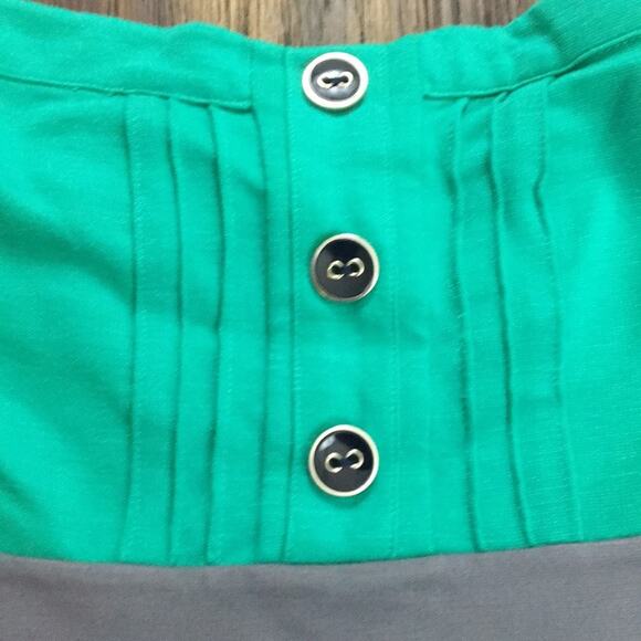 Anthropologie RicRac Strapless Color Block Navy/Green Mini Dress - Picture 3 of 7